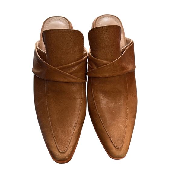 KAANAS Tan Leather Pointed Toe Heeled Mules Size 6 - Picture 1 of 5